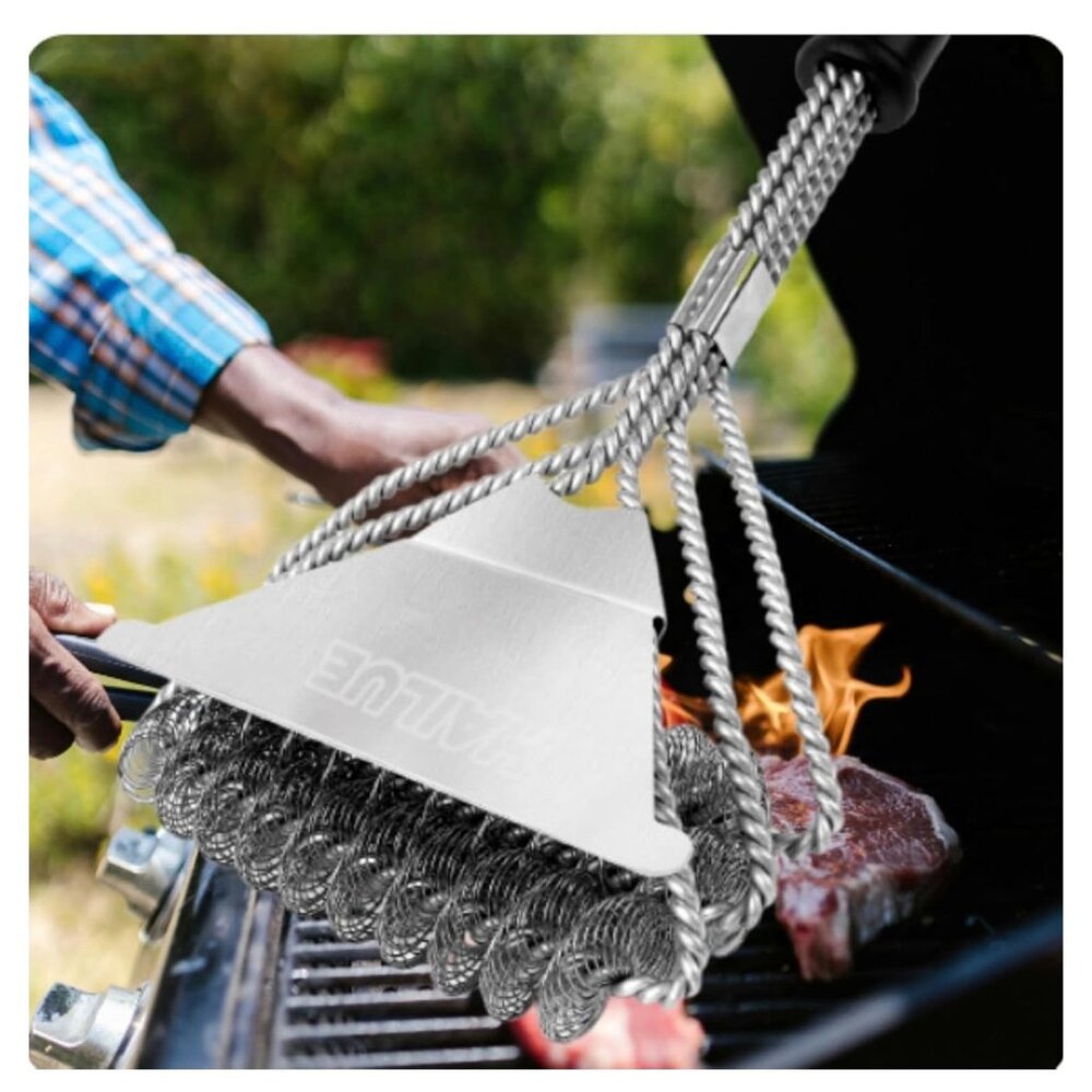 Heavy Duty Stainless Steel 18" Bbq Grill Cleaning Brush Grip Handle Storage Bag